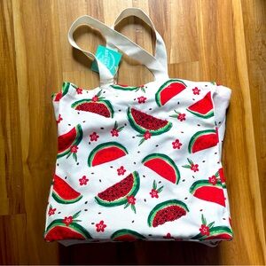 Watermelon Print Tote Bag with Beaded Details NWT